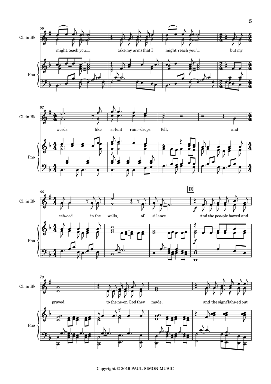 The Sound Of Silence B-Flat Clarinet scores gallery preview page 6