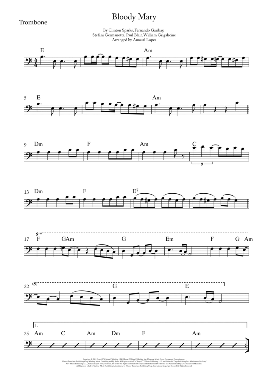 Bloody Mary Trombone Solo scores gallery preview page 1