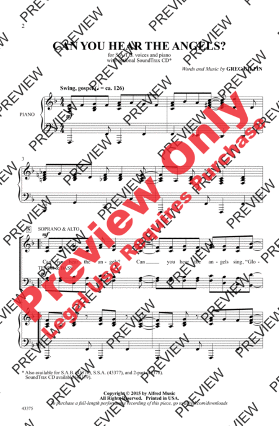 Can You Hear the Angels? 4-Part scores gallery preview page 2