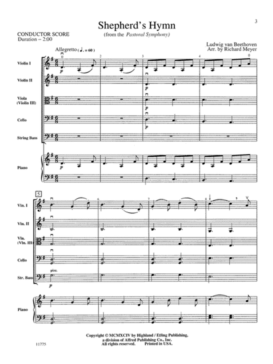 Shepherd's Hymn: Score