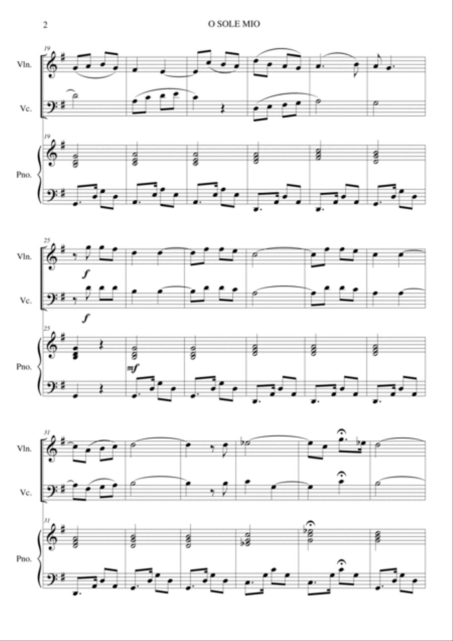 O Sole Mio O Sole Mio Piano Trio scores gallery preview page 2