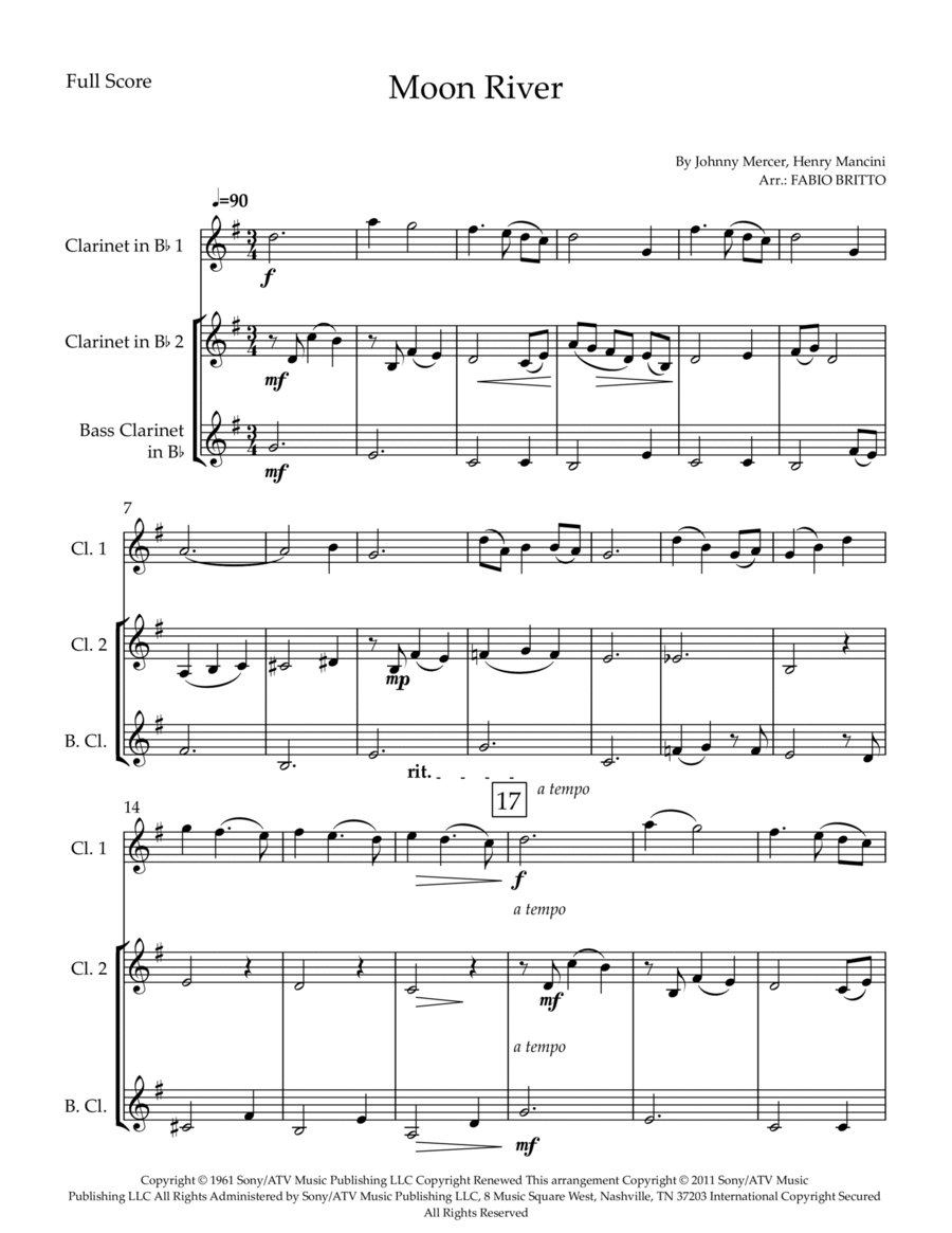 Moon River Woodwind Trio scores gallery preview page 1