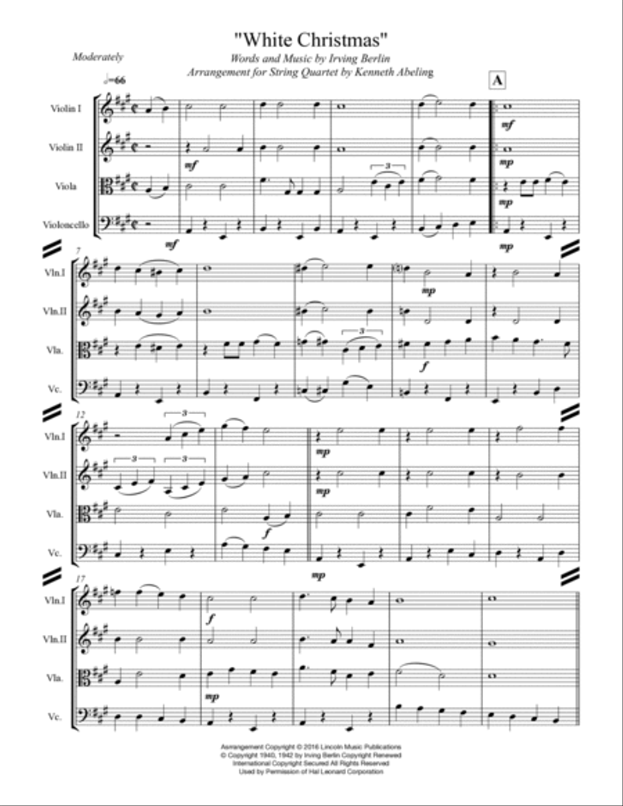 White Christmas White Christmas String Quartet scores gallery preview page 2