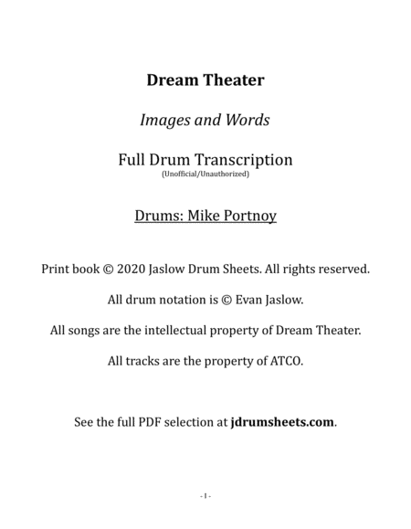 Dream Theater - Images and Words (Full Drum Transcription)