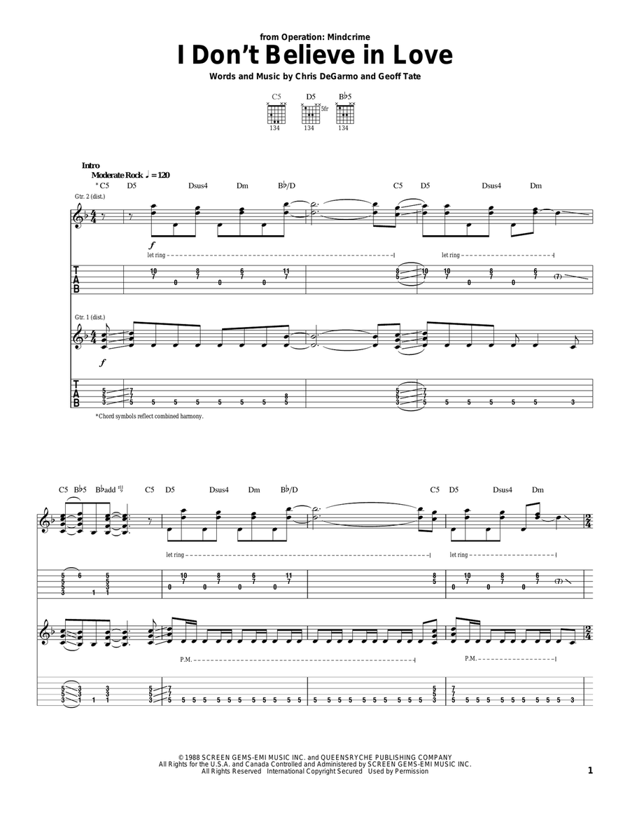 I Don't Believe In Love by Queensryche - Electric Guitar - Digital