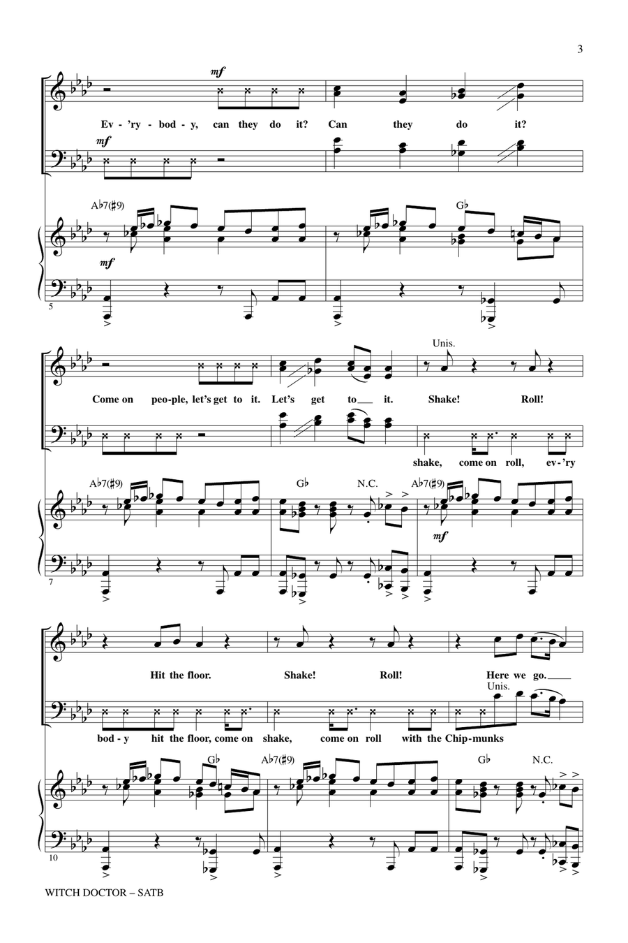 Witch Doctor (from Alvin And The Chipmunks) 4-Part scores gallery preview page 2