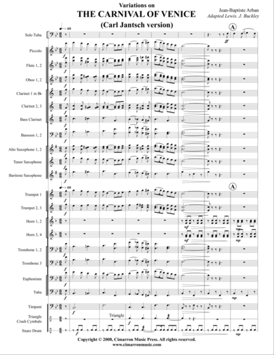 Carnival of Venice Concert Band scores gallery preview page 1