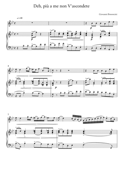 Giovanni Bononcini - Deh pi a me non v_asondete (Piano and Flute) image number null