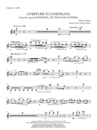 Overture to Lysistrata (arr. Peter Stanley Martin) - Clarinet 1 in Bb