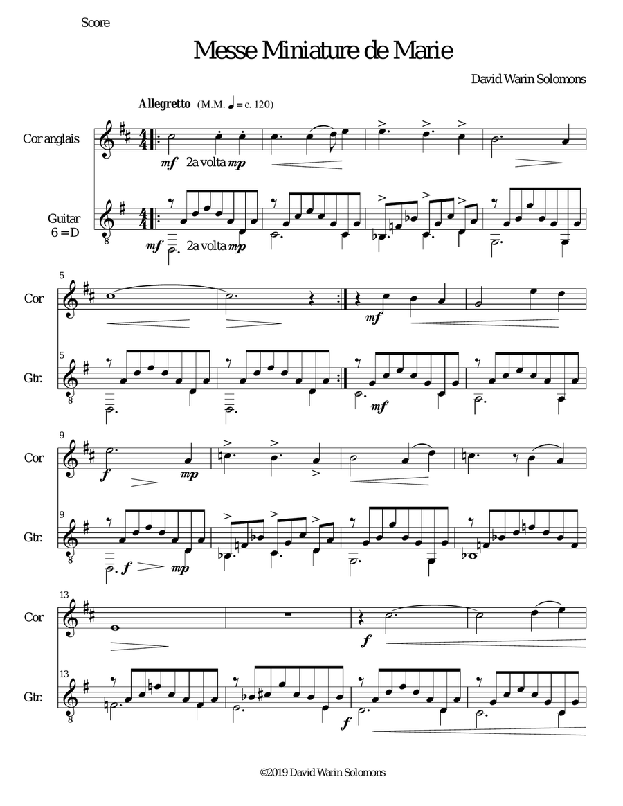 Messe miniature de Marie for cor anglais and guitar English Horn scores gallery preview page 1