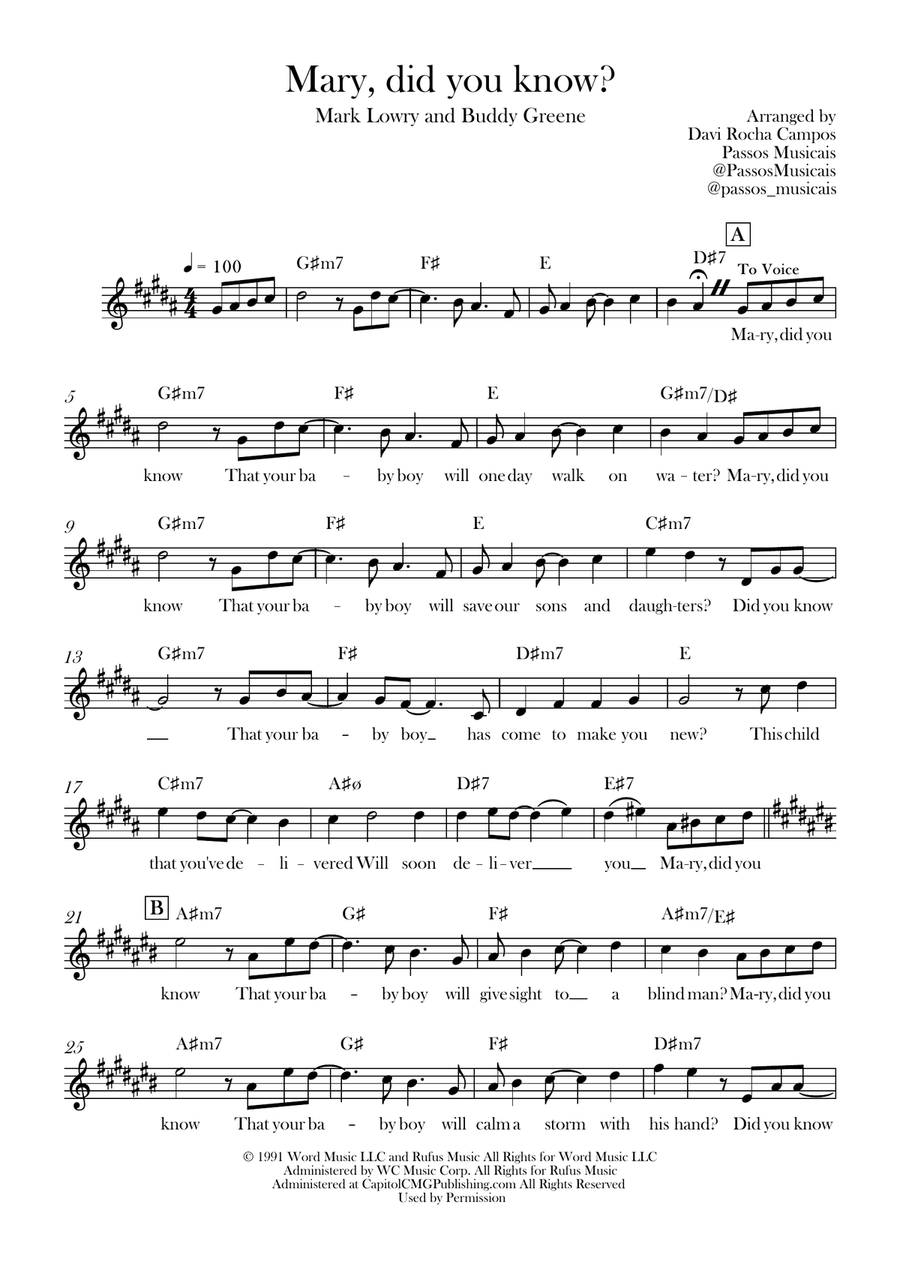 Mary, Did You Know? Mary, Did You Know? Piano scores gallery preview page 1