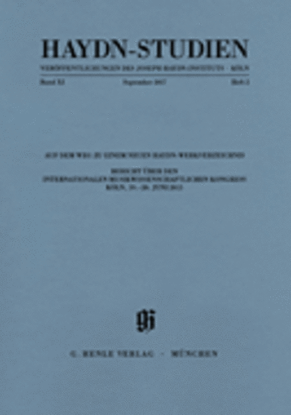 Haydn Studien Series - Series 11, Volume 1 October 2017