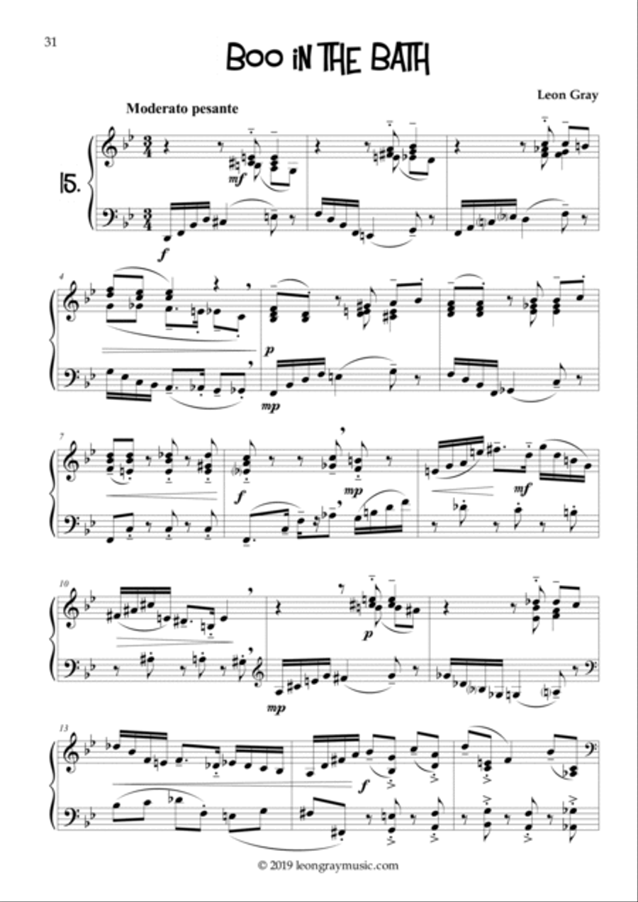 Boo in the Bath (No.13), Dottystripe Lane © 2019 Leon Gray Piano Solo scores gallery preview page 2