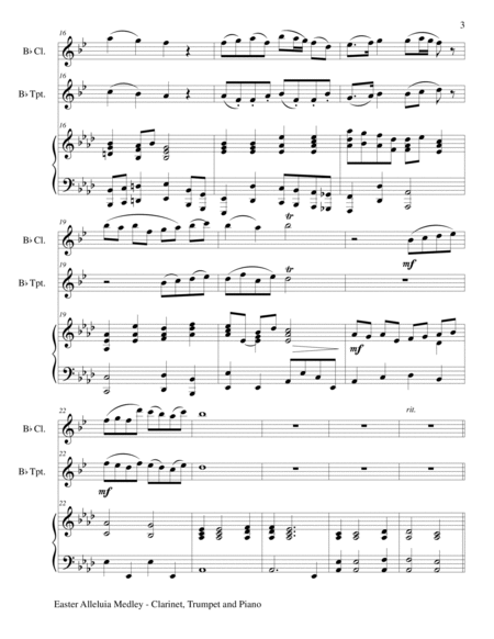 EASTER ALLELUIA MEDLEY (Trio – Bb Clarinet, Bb Trumpet/Piano) Score and Parts image number null