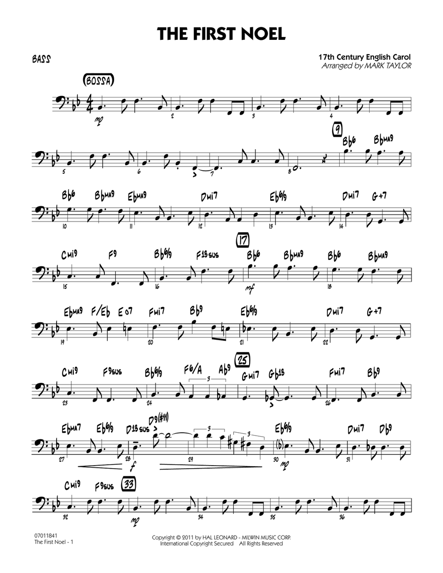 The First Noel - Bass The First Noel - Bass Jazz Ensemble scores gallery preview page 1
