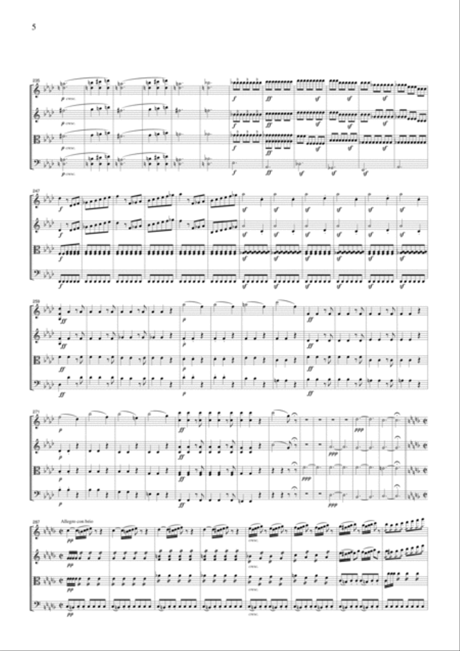 Beethoven Egmont Overture, for string quartet, CB004 String Quartet scores gallery preview page 5