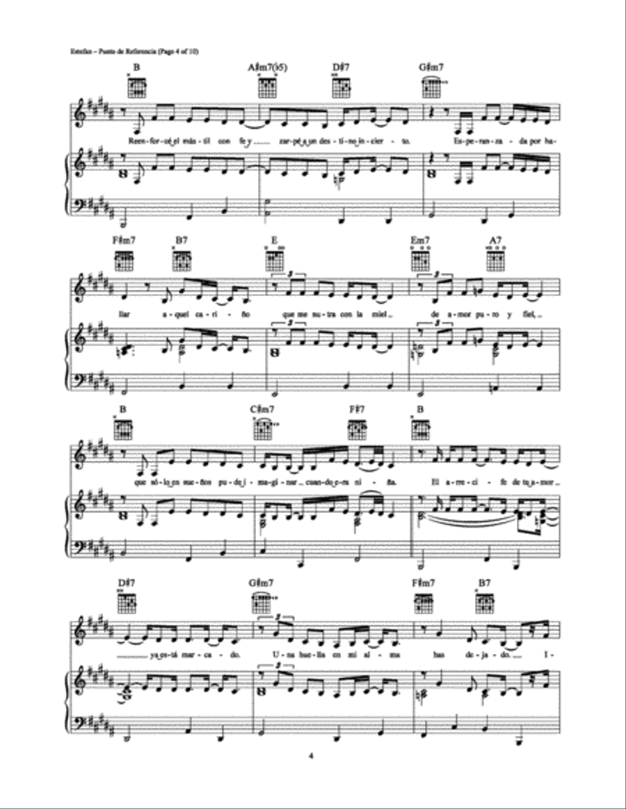 Punto de Referencia Piano, Vocal, Guitar scores gallery preview page 4