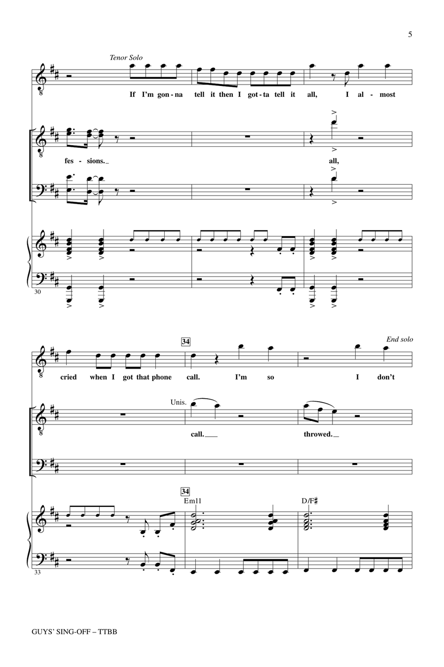 Guys' Sing-Off (from Glee) TTBB scores gallery preview page 4