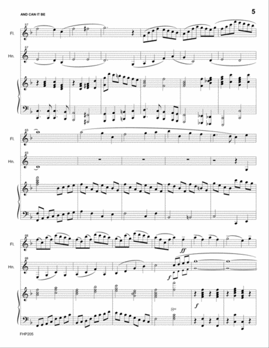AND CAN IT BE - FLUTE & HORN with Piano Accompaniment Small Ensemble scores gallery preview page 5