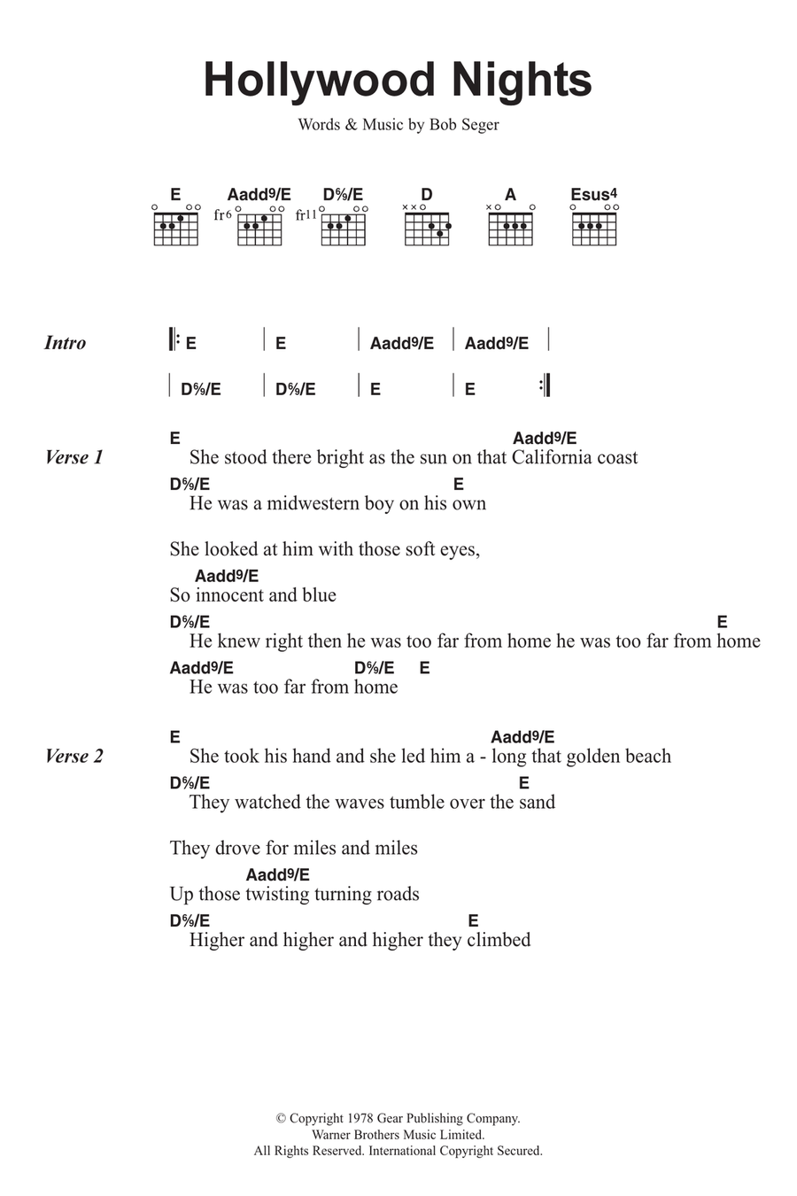 Hollywood Nights Acoustic Guitar scores gallery preview page 1