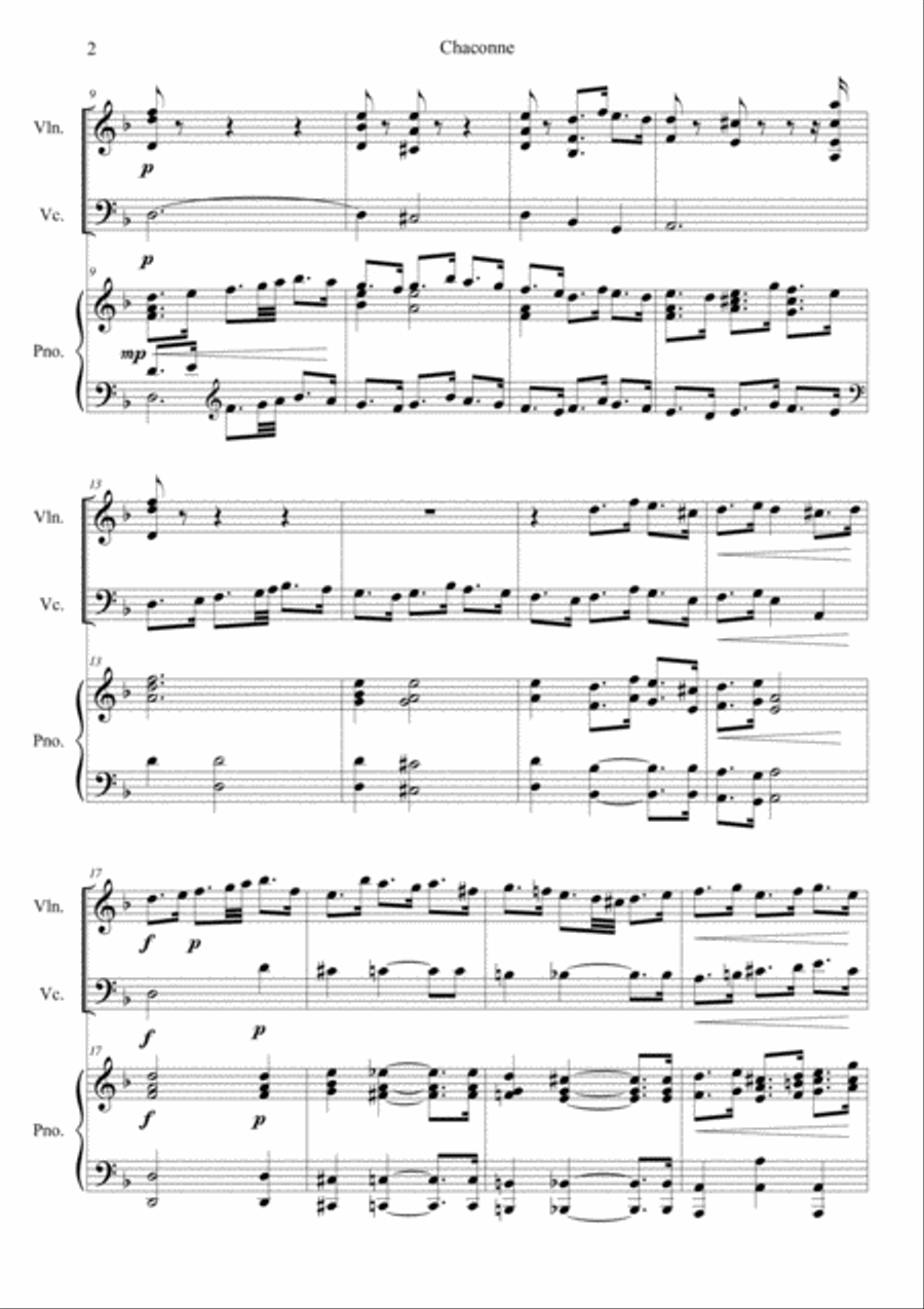 Chaconne from Partita in D Minor BWV 1004 Piano Trio scores gallery preview page 2