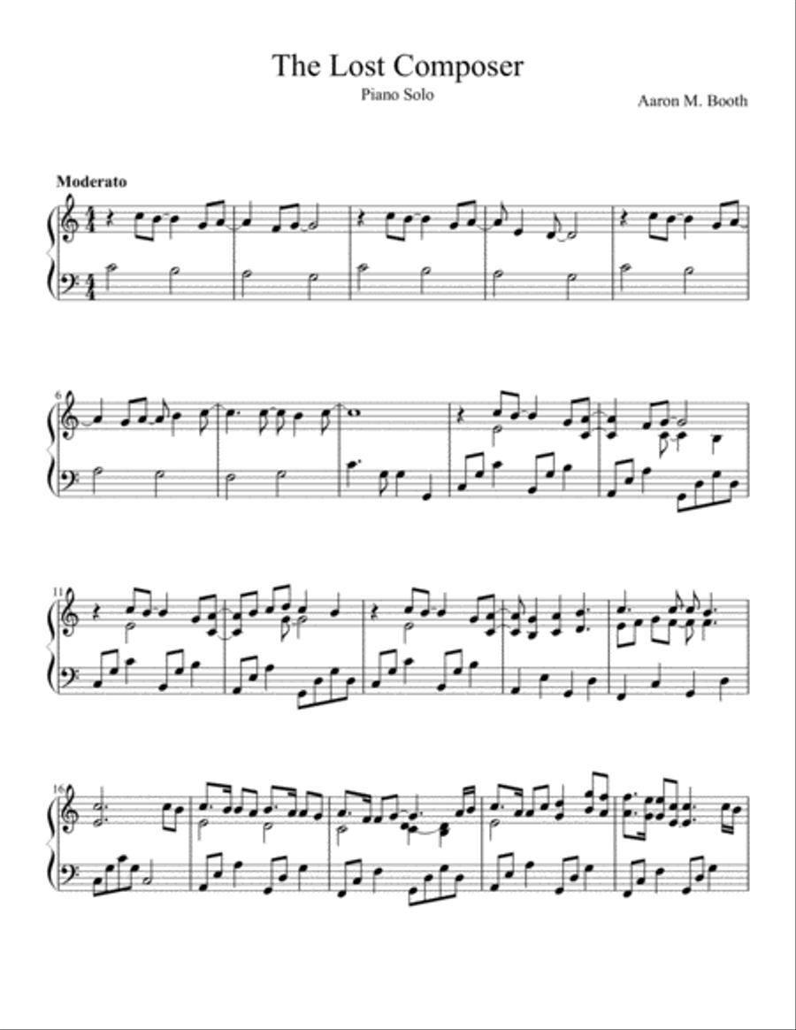 The Lost Composer Piano Solo scores gallery preview page 1