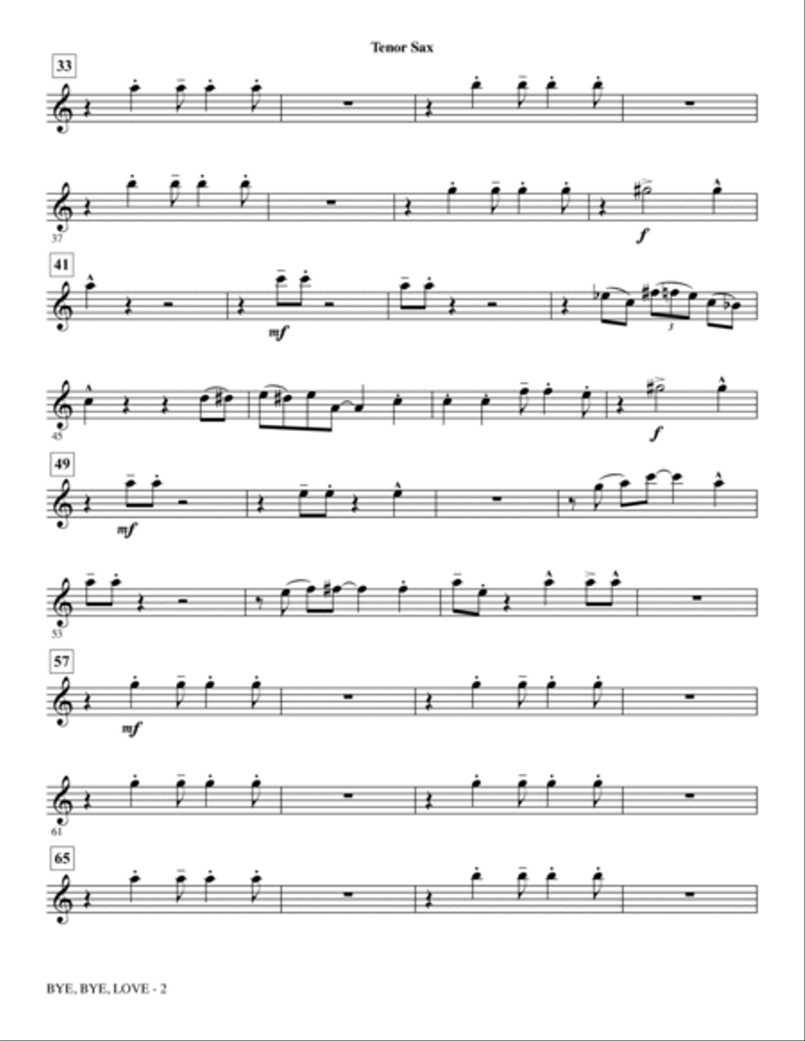 Bye, Bye Love - Tenor Saxophone Choir scores gallery preview page 2
