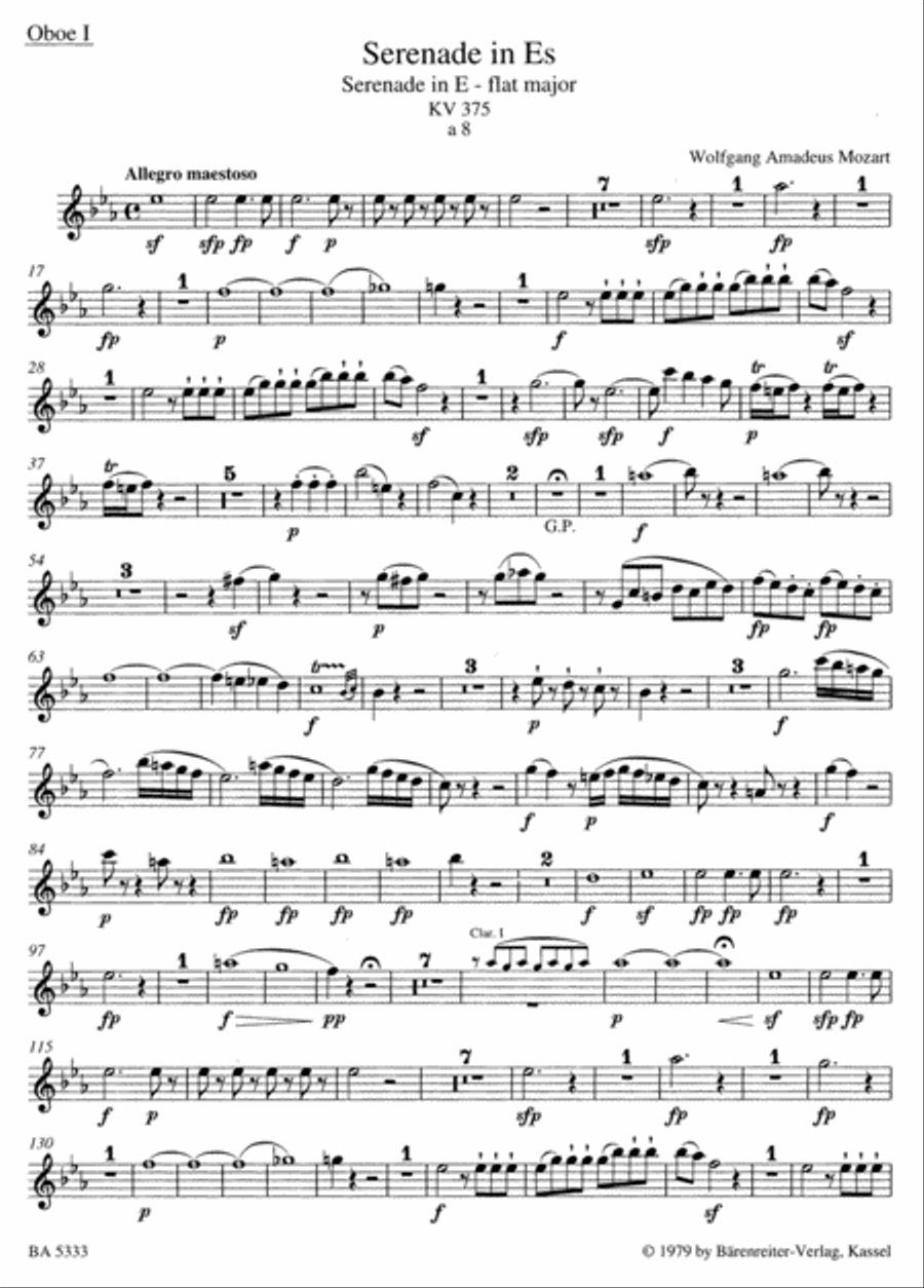 Serenade for two Oboes, 2 Clarinets, 2 Horns and 2 Bassoons E flat major KV 375 Bassoon scores gallery preview page 2