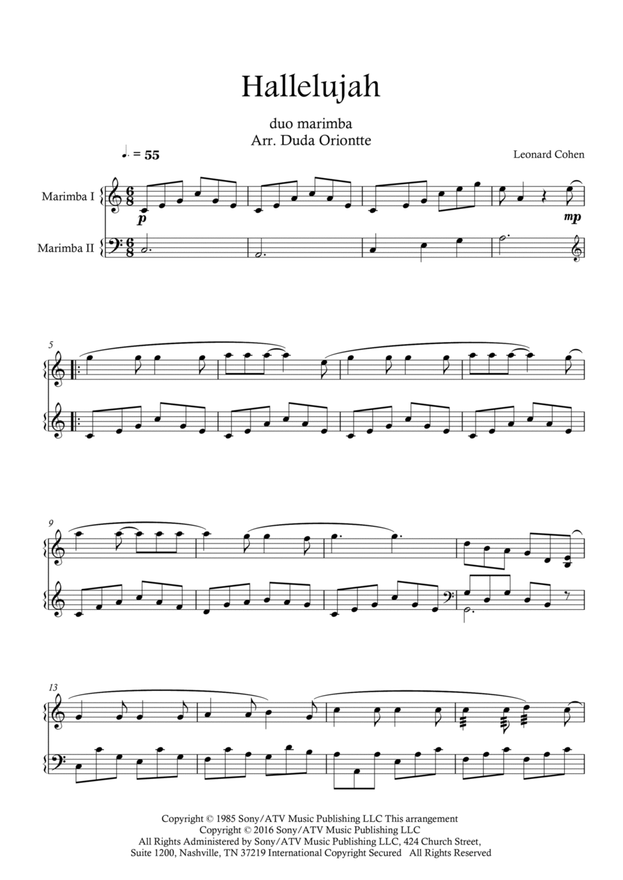 Hallelujah Hallelujah Percussion scores gallery preview page 1