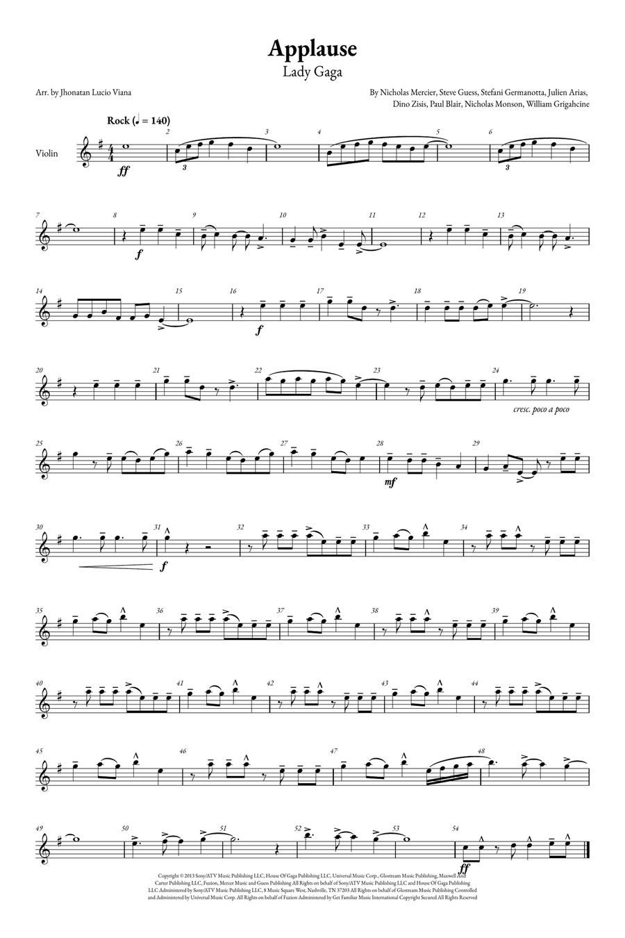 Applause Violin Solo scores gallery preview page 1