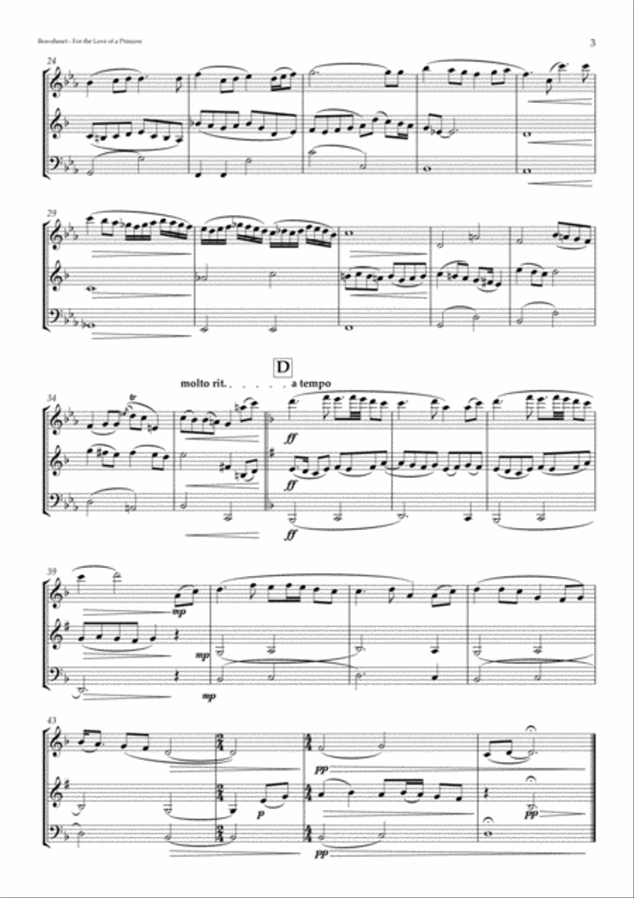 For The Love Of A Princess from the Twentieth Century Fox Motion Picture BRAVEHEART Woodwind Trio scores gallery preview page 3