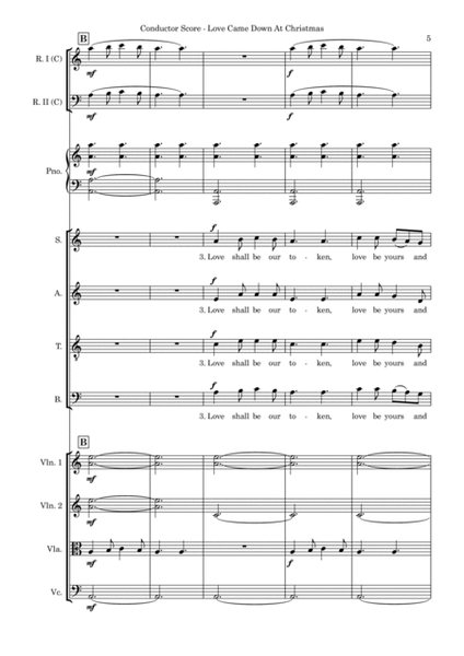 Love Came Down At Christmas – SATB, Piano, String 4tet and flexible woodwind – Score and parts image number null