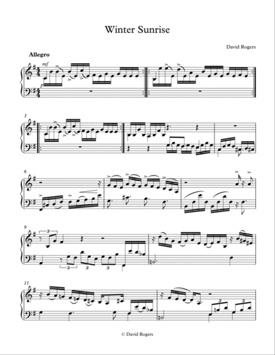 Winter Sunrise Winter Sunrise Piano Solo scores gallery preview page 1