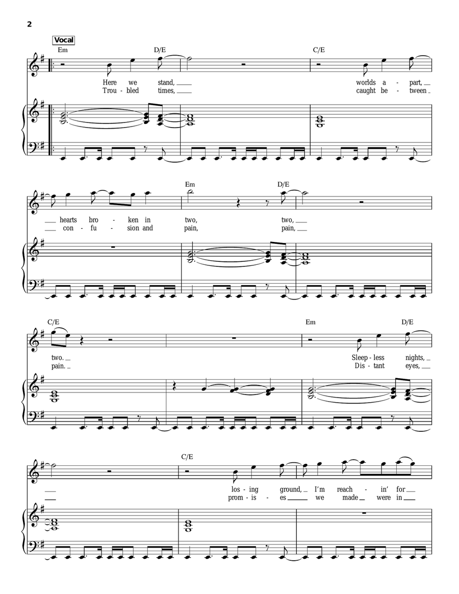 Separate Ways (Worlds Apart) Piano scores gallery preview page 2