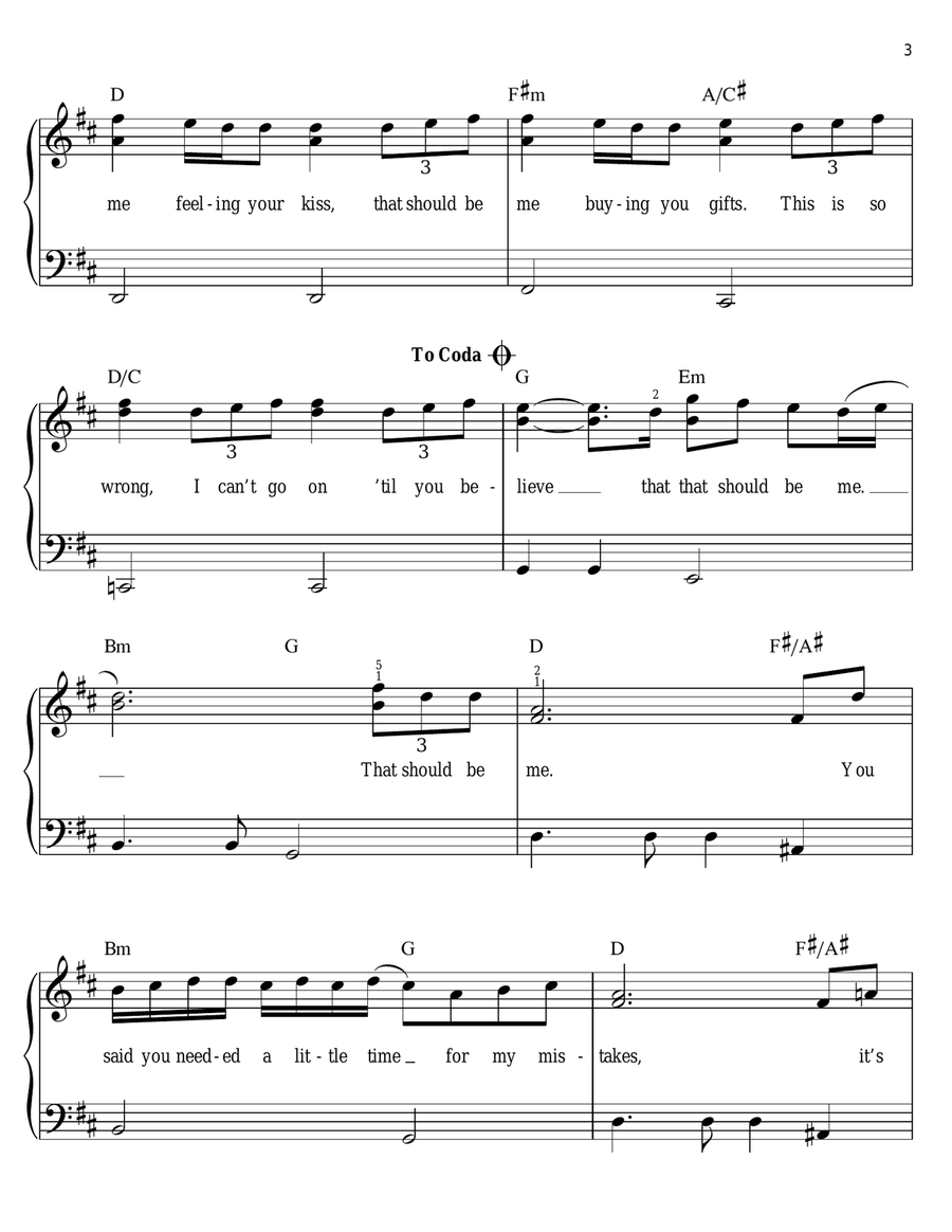 That Should Be Me Easy Piano scores gallery preview page 3