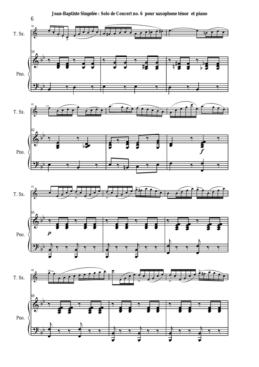 Jean-Baptiste Singelée: Solo de Concert no. 6, Opus 92 pour Saxophone Ténor et Piano Piano scores gallery preview page 6
