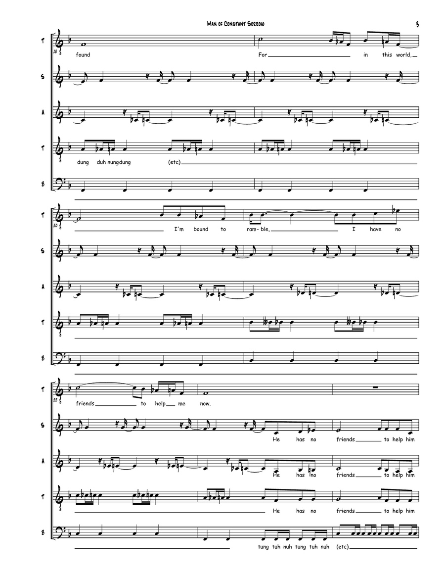 Man of Constant Sorrow 4-Part scores gallery preview page 3