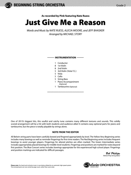 Just Give Me a Reason: Score