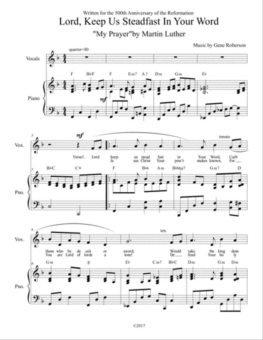 Lord, Keep Us Steadfast in Your Word Unison Choir scores gallery preview page 2