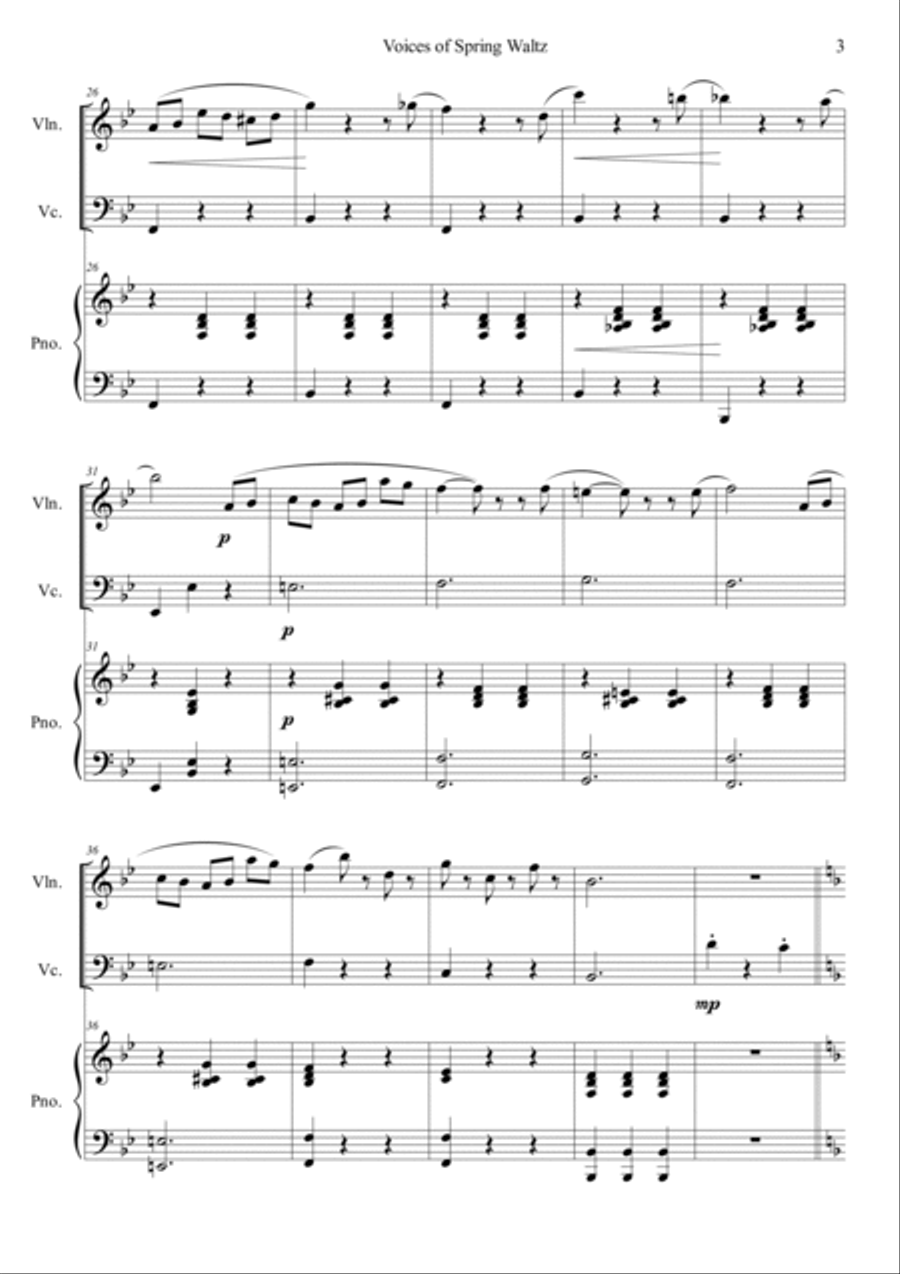 Voice of Spring Waltz Piano Trio scores gallery preview page 3