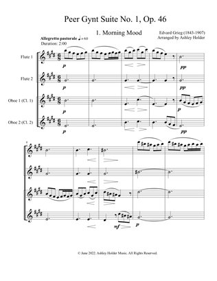 Peer Gynt Suite No. 1 for Woodwind Quartet