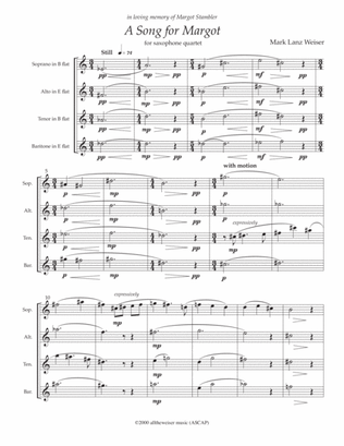 Song for Margot (Saxophone Quartet)