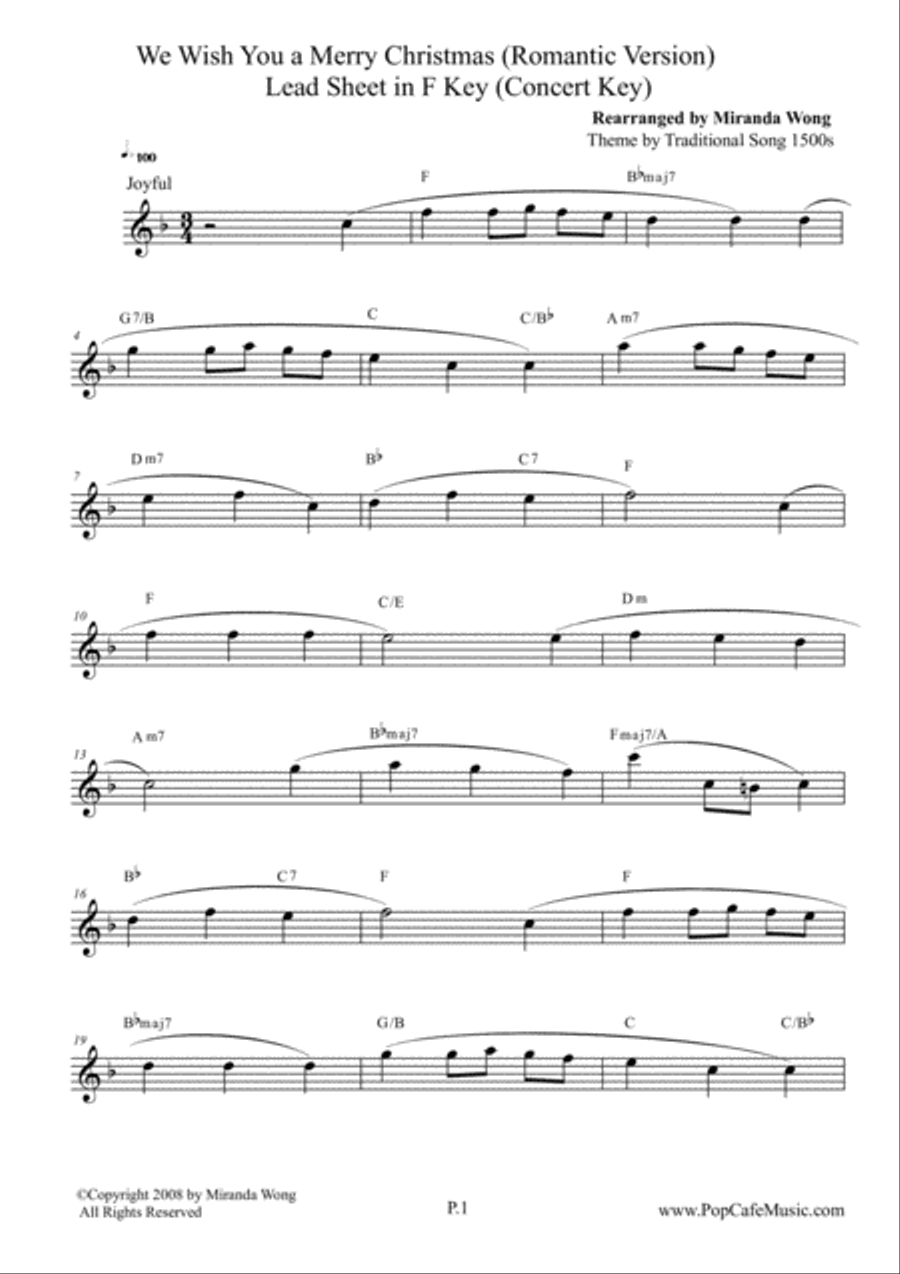 We Wish You a Merry Christmas - Alto Sax + Tenor Sax + Concert Key Tenor Saxophone scores gallery preview page 2