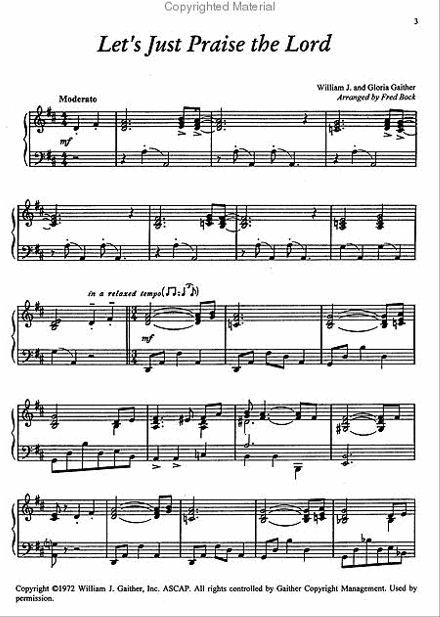 Fred Bock Piano Favorites of Bill and Gloria Gaither Piano Solo scores gallery preview page 2
