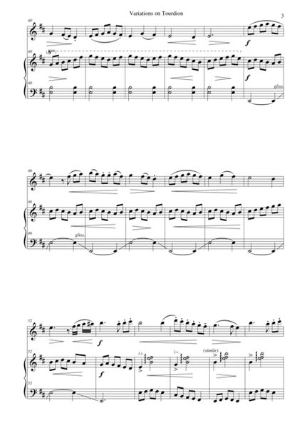 Variations on Tourdion (Quand je bois du vin clairet) for flute and harp image number null