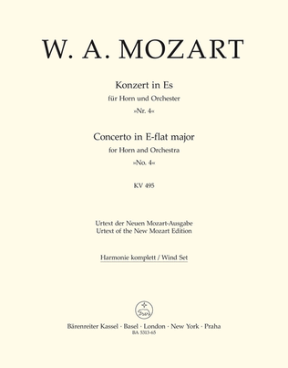 Book cover for Concerto for Horn and Orchestra, No. 4 E flat major, KV 495