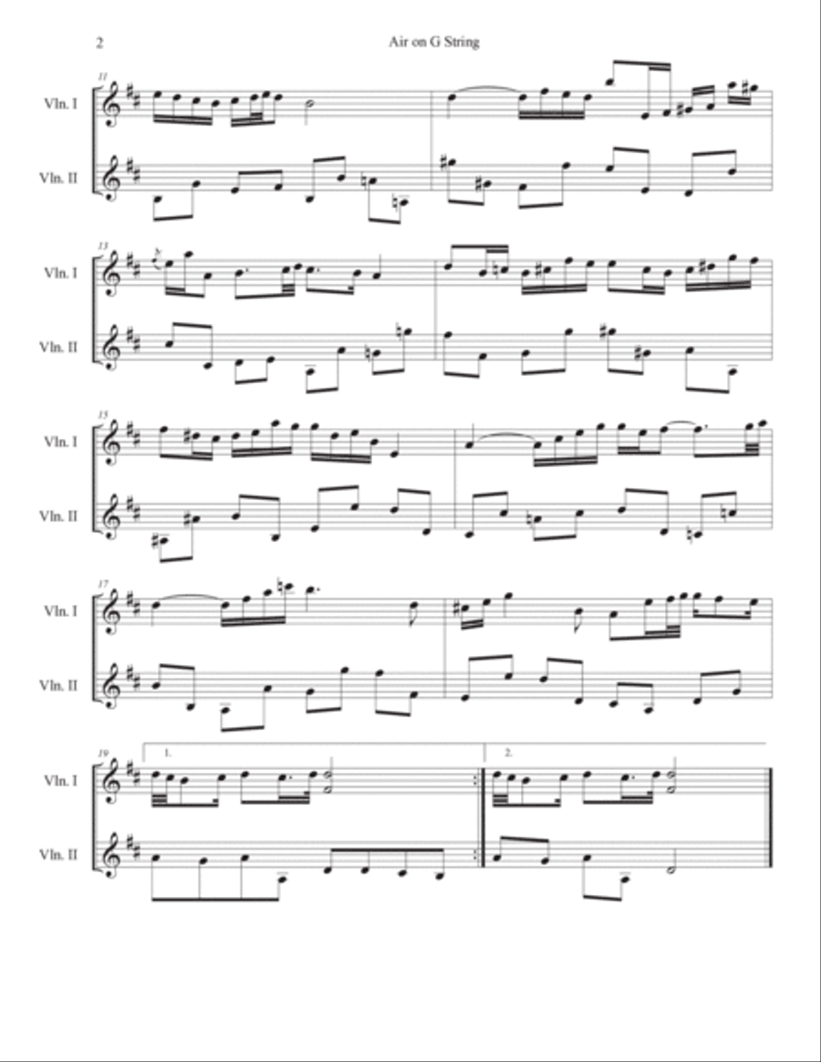 Air on G String from Orchestral Suite No. 3 in D major, BWV 1068 String Duet scores gallery preview page 2