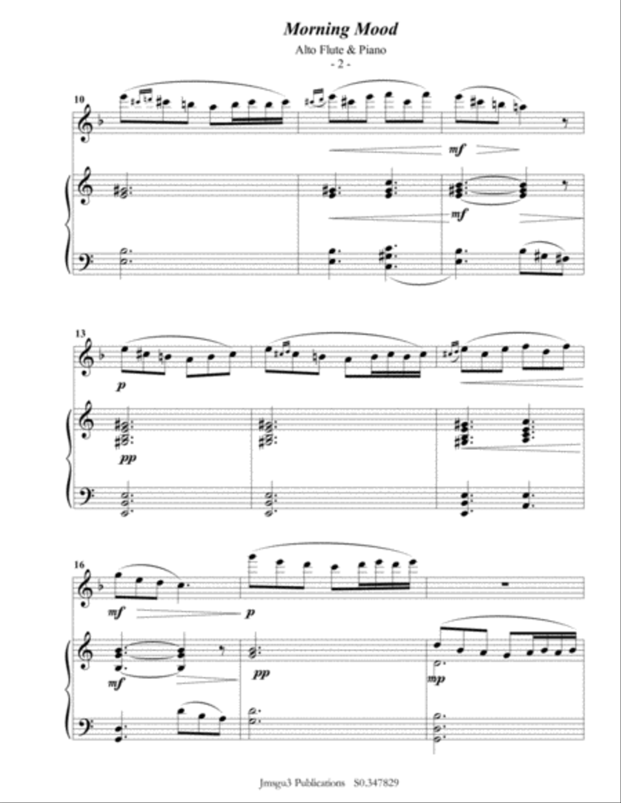 Grieg: Morning Mood from Peer Gynt Suite for Alto Flute & Piano Flute Solo scores gallery preview page 3
