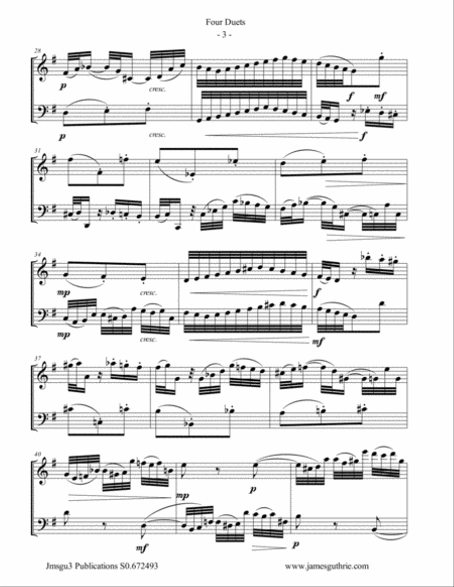 Bach: Four Duets for Bass Flute & Cello Flute scores gallery preview page 3
