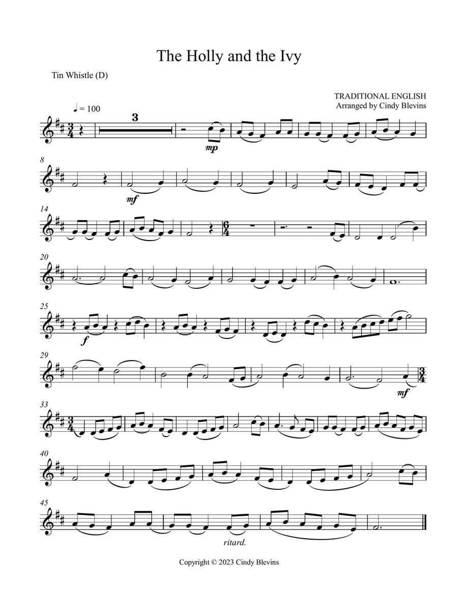 The Holly And the Ivy, Piano and Tin Whistle (D) Piano scores gallery preview page 6